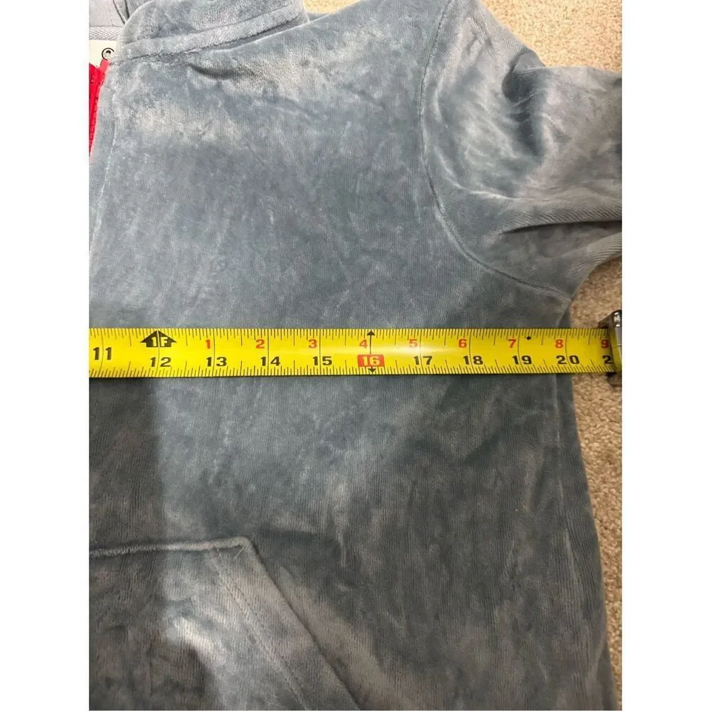 Sundry Zip Up Hoodie Velour Light Blue W/ Red Zipper Size 1 Small